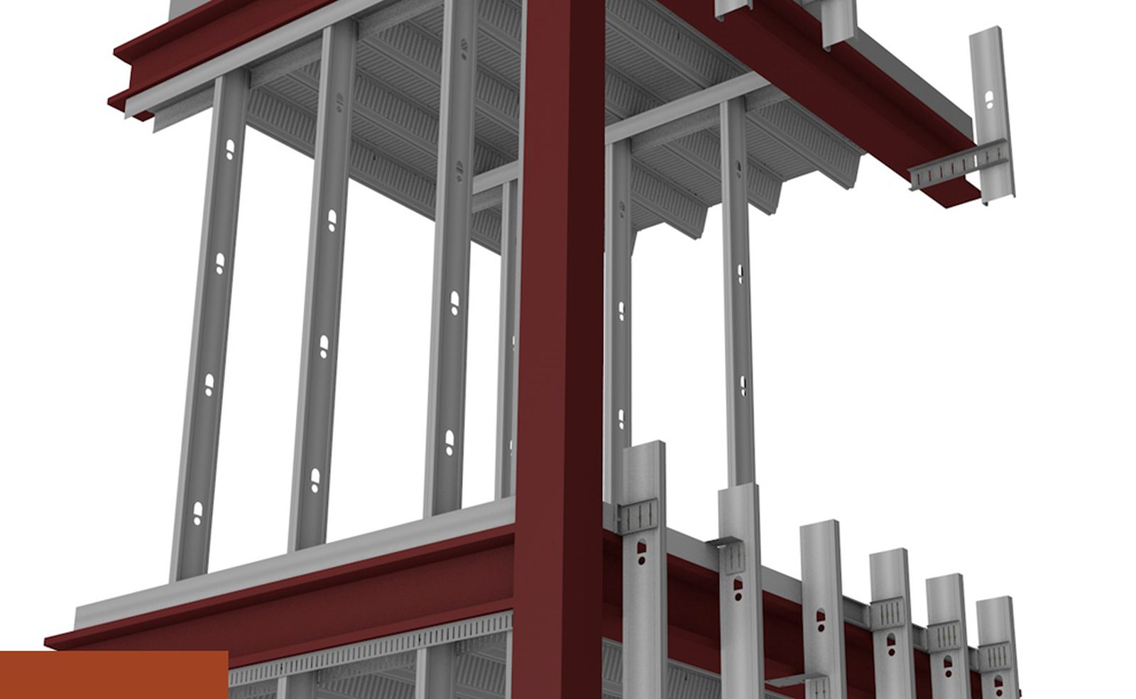 Steel clips and connectors joining framing members